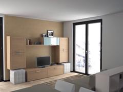 Progetto per zona living in open space - render zona soggiorno