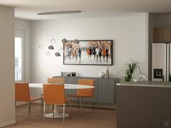 Progettazione 3D Open Space - render zona pranzo