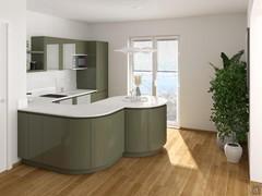 Progetto di cucina componibile curva per ufficio - render