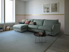 Schlafsofa mit Chaiselongue Dover in Stoff Barren 18