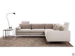 Ecksofa Wayne in Stoff Venice und Lendenkissen in Stoff Tadao