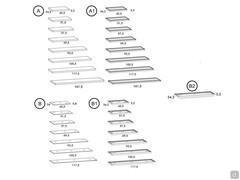 A) Holzregale - A1) Holzregale mit Lederauflage - B) Glasregale - B1) Glasregale mit Metallrahmen - B2) LED-Leiste für Regal mit Metallrahmen