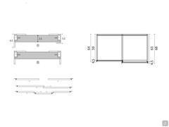 Midley Schiebeschrank mit Griff in ganzer Höhe - Spezifische Abmessungen und Detail des Profils in ganzer Höhe (Buchstabe "A" bezieht sich auf Innentüren, Buchstabe "B" auf Außentüren von 3/4-türigen Schränken)