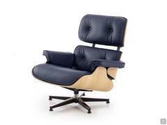 Sessel Eames in Anilinleder und Nussbaum blond