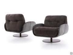 Gepolsterter Sessel im Vintage-Belfast-Design, handgefertigt aus Leder und Stoff