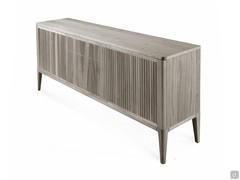 Haruko Sideboard cm 210 mit Türen und Schubladen aus Massivholz in Nussbaum grau