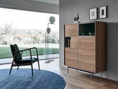 Ohio Highboard mit 2 Drehtüren, 1 Klapptüren, 1 Schublade und 2 offenen Fächern 