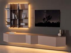 Wohnwand mit Sideboard Pyramide mit LED-Beleuchtung