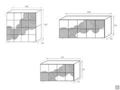 Diagramme und Maße der verschiedenen Modelle des Crop Sideboards