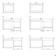 Wandhängendes Sideboard Plan - Teilauszugsschienen  (A) / Vollauszugsschienen (B) Schubladen und Schubkasten