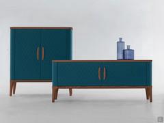 Modernes Sideboard oder Highboard Tiffany aus Holz mit Bezug aus Leder