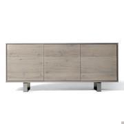 Aomori modernes Sideboard aus grauer natürlicher Eiche Antik; Füße aus Stahl