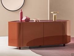 200 cm niedrige Sideboard mit 4 widerstandsfähigen Türen in glänzend lackierter Struktur Resilient 