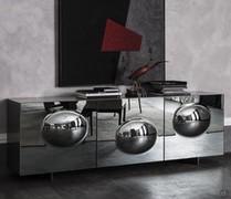 3-türiges Sideboard aus rauchverspiegeltem Glas Paramount von Cattelan