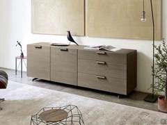 Sideboard aus Holz Fly Deluxe für Wohnzimmer, Fronten & Abdeckplatte aus Holz in Eiche Lehm-Ausführung