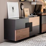  Torino Sideboard mit Holzeinsätzen, Modell mit zwei Flügeltüren