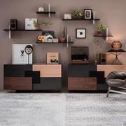 Sideboard mit Holzeinsätzen Torino, Modell mit zwei Flügeltüren