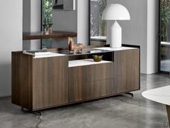 Modernes Sideboard mit Glasplatte Columbus Glass mit hochwertiger Keramikplatte