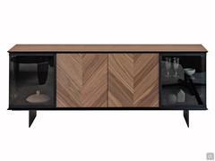 Sideboard Aira Holz mit Vitrinenfächern