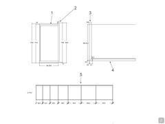 Lounge-Sideboard: 1) Deckplatte 1,8 cm stark - 2) Türen mit 1,7 cm Überstand über der Deckplatte - 3) schließende Seitenteile passend zu den Türen - 4) Türen mit passendem Fugenband - 5) Beispiel für Modularität im Innenbereich