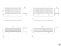 Diagramme und Maße der Virtuo Sideboard- und TV-Möbel-Modelle