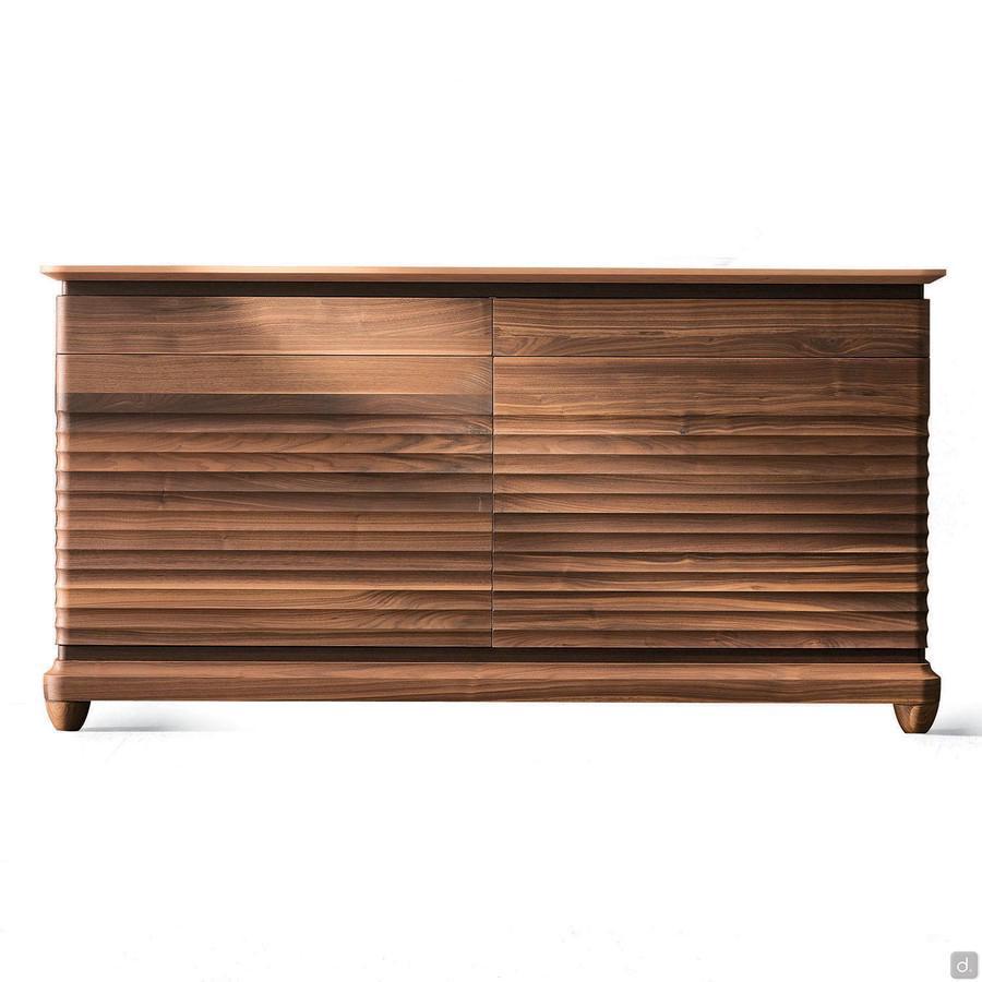 Kashima Sideboard aus Nussbaum natur mit welliger Front