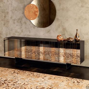 Sideboard mit Türen aus Bronze und geräuchertem Spiegelglas Diva