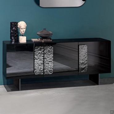 Schwarzes Spiegel-Design-Sideboard Debussy