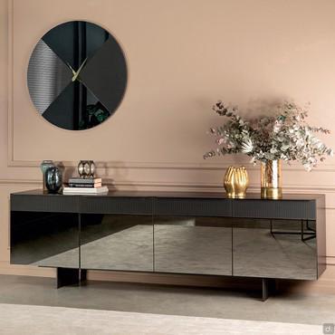 Sideboard mit geriffelten Spiegelglastüren Canneté