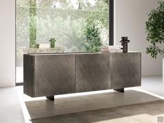 Modernes Sideboard Maia mit gebürstetem, bronzefarben lackiertem Gestell