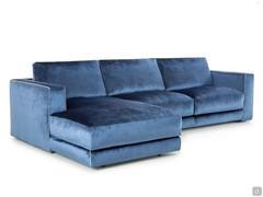 Sofa Clive mit blauem Samtbezug