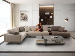 Ecksofa Antibes 267 x 430 cm mit gesteppter Chaiselongue T.145