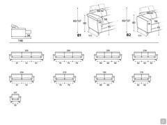 Newport Sofa - spezifisches Größenschema und lineare Modelle