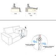 Schema des ausziehbaren Sitzes und des verstellbaren Schiebemechanismus