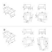 Alias modernes Sofa fürs Büro - Spezifische Maße der Module (Modell C - D)