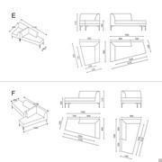 Alias modernes Sofa fürs Büro - Spezifische Maße der Module  (Modell E - F)