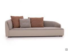 Lineares asymmetrisches Sofa Banus cm 265 mit Bezug in Leder Lord und Stoff Fedora