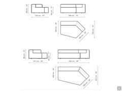 Sektionssofa Peanut BX mit Halbinsel von Bonaldo - Diagramme und Maße der halbrunden Elemente