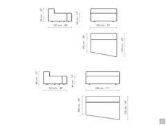 Sektionssofa Peanut BX mit Halbinsel von Bonaldo - Diagramme und Maße der trapezförmigen Elemente