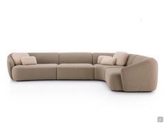 Sofa Laurent, bestehend aus: 156 cm gebogenes Endelement, 110 cm gerades Mittelelement, 135 x 135 cm gebogenes Eckelement und 120 cm gerades Endelement 