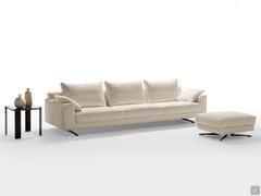 Arren 4-Sitzer-Sofa 328 cm breit mit Hocker 94 x 80 cm, beide mit Bouclé-Stoff bezogen