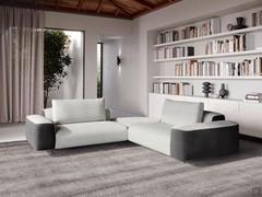 Zweifarbiges modulares Sofa Biarritz in Eckausführung mit Eckhocker