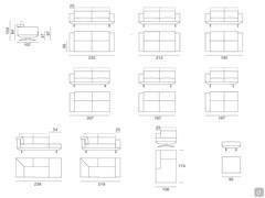 Burton Sofa - Diagramme und Maße der Modelle mit verstellbarer Kopfstütze