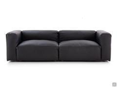 Softly 3-sitziges geradliniges Sofa cm 244 aus schwarzem Panama-Leder