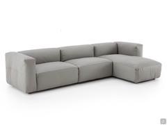 Weiches stahlgraues Nuvola-Ledersofa mit Chaise Longue 120