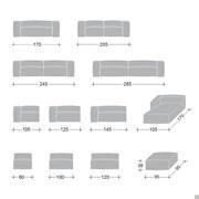 Modularität und Abmessungen des Sofas Softly