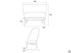 Sophos 2-Sitzer Sofa mit hoher Rückenlehne - Maßzeichnung