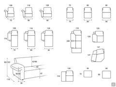 Modularität und verfügbare Abmessungen für das Sofa Nevis