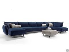 152 x 447 x 211 cm Malibu-Sofa mit Chaiselongue, 3-Sitzer-Mittelteil, Meridienne und Hocker