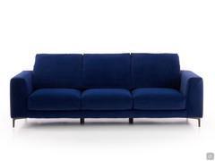 Lineares Sofa, 257 cm, bestehend aus 3 x 69 cm hohen Sitzen, gepolstert mit dem Stoff Carabu blau